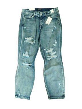 Judy Blue Size 16W Plus Size Boyfriend Ripped Distressed STRETCH Denim Jeans NWT